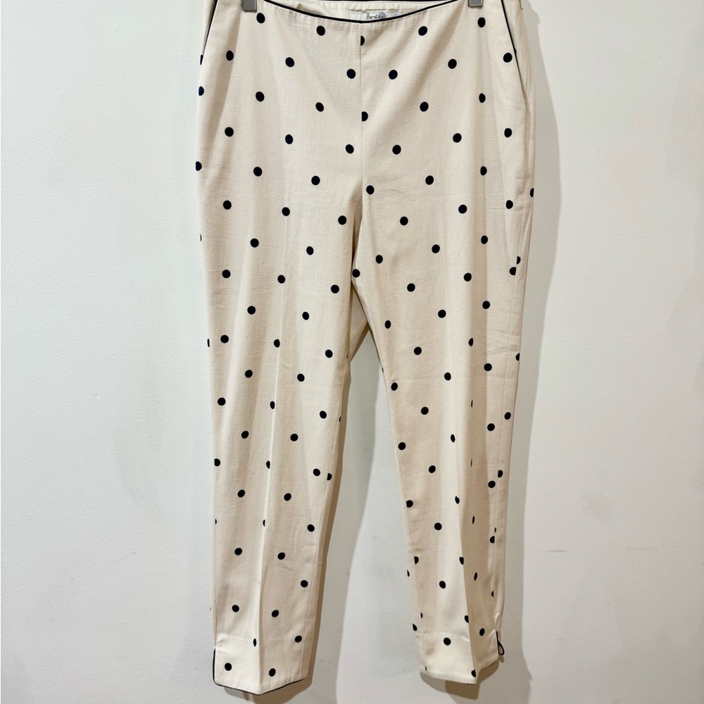 Boden Cream Pants with Navy Polka Dots